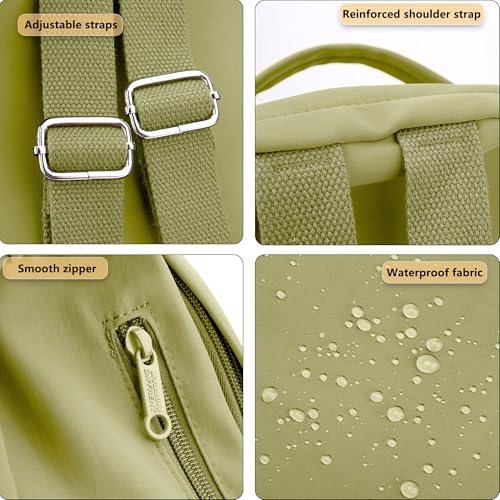 Mini Nylon Women Backpacks,Small Ladies backpacks Casual Lightweight Shopping Travel Daypack (Light Green) - color: Light Green
