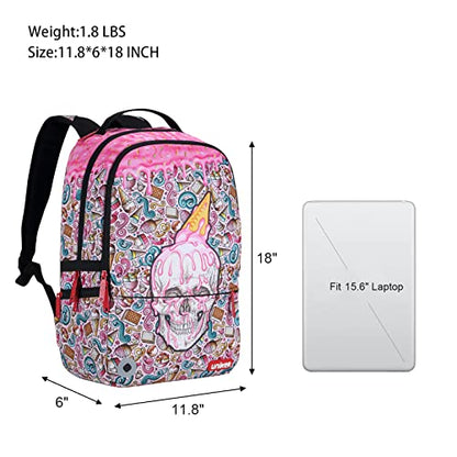 Graffiti Backpack for School, 20L Casual Daypack, Designer Laptop Backpack for 15.6 Inch Laptop - color: Ice Cream