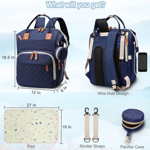 SHITIESHOU Diaper Bag Backpack Baby Bag, Baby Girl Boy Diaper Bag for Dad Mom with Pad, 16 Pockets, Pacifier Case, Large Diaper Bags Unisex for Travel (Blue) - color: Dark Blue1