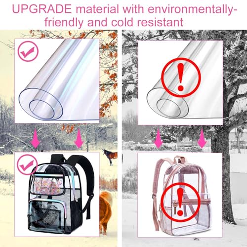 gxtvo 3PCS Clear Backpack, Women’s Sequins Transparent Bookbag Set, Cute Heavy Duty See-Through School Bag for Teens and Elementary Students – Flower Black Love - color: Flower Black Love Clear Backpack Set