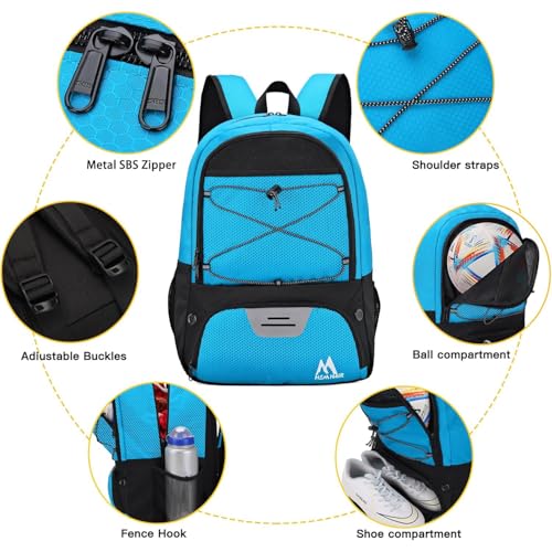 Hsmihair Soccer Bag-Soccer Backpack&Backpack for & Football Volleyball & Basketball,with Ball Compartment and Separate Cleat - color: Blue