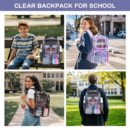 Clear Backpacks for School Heavy Duty Clear Bookbag Stadium Events Transparent Back Pack Girls Women, Purple - color: Purple