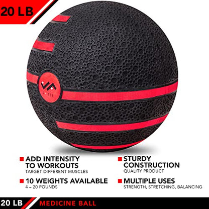 JFIT Dual Texture Medicine Ball – Weighted Exercise Ball for Strength, Core & Functional Fitness Training - style: 20lb