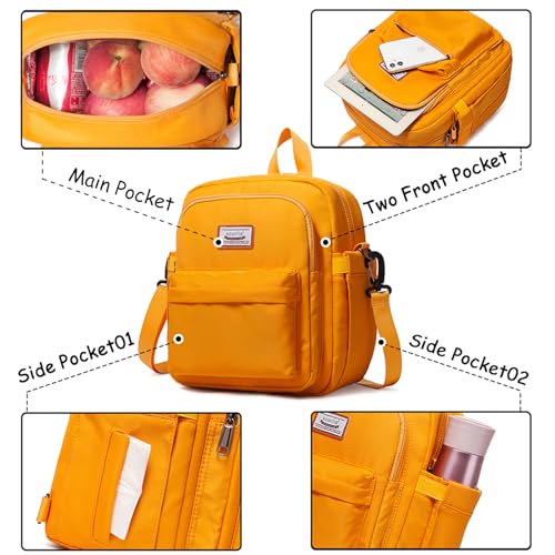 Insulated Lunch Bag Backpack for Women, Small Crossbody Sling Insulated Tote, Convertible Lunch Cooler Box for Work - Yellow - color: Yellow