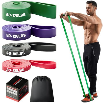 4-Level Resistance Bands Set for Pull Up Assistance, Home Gym - Elastic Silicone Exercise Bands for Physical Therapy, Stretching, Training - Workout Equipment for Women & Men