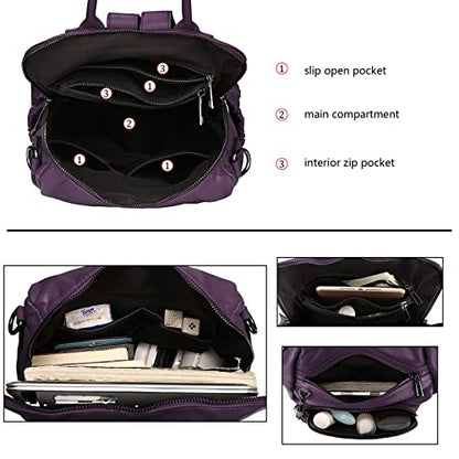 Uromee Travel Backpack Purse for Women Vegan Leather Ladies Fashion Tassel Shoulder Bag Convertible - color: 0243 Dark Purple