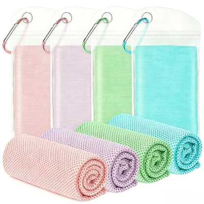 Amgico 4 Pack Cooling Towel for Neck and face(40"x12"), Cooling Neck Wraps, Quick Dry Towels, Ice Towel for Gym, Yoga, Running, Workout - color: Macaron Mint Green/Macaron Pink/Macaron Light Purple/Macaron Light Blue