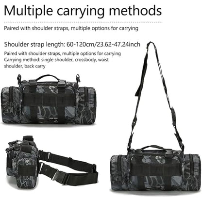 Deployment Bag Waist Tactical Pack Small Sling Pack Hand Carry Handlebar Bag (Black) - color: Black
