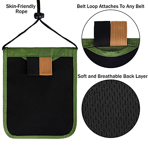 Travel Pouch Neck Wallet Family Passport Holder Organizer Case with RFID Blocking | Family Passport Holder - color: Green