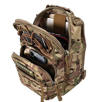 BOMTURN Tactical Backpack-1000D Waterproof Military Backpack/Laser-Cut/CCW Bags Sling Bag Tactical Satchel Shoulder Bag Men - color: Camo