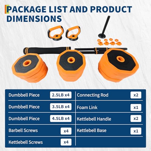 Adjustable Dumbbells, 44/66/88lbs Free Weight Set with Connector,4 In1 Dumbbells Set Used As Barbell,Kettlebells,Push Up Stand for Home Gym - size: 44 LB