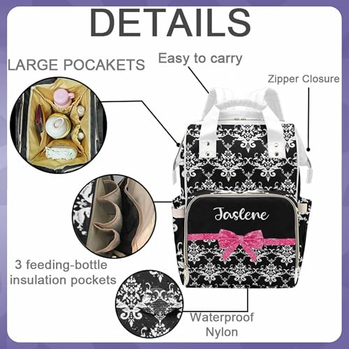Newcos Abstract Damask and Pink Glitter Diaper Bag Nursing Baby Bags Nappy Bag Casual Travel Daypack for Mom Gifts Design 35 One Size - color: Design 35