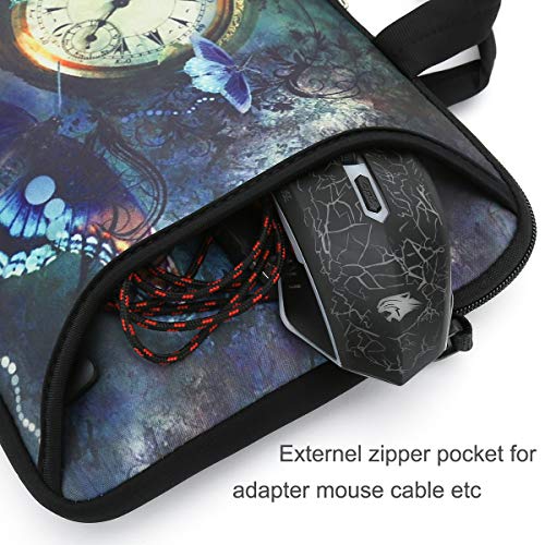 RICHEN 11 11.6 12 12.5 13 inches Chromebook/Notebook PC Messenger Bag Travel Case Neoprene Handle Sleeve with Shoulder Strap (11-13.3 inch, Clock &Butterfly) - color: Clock & Butterfly, size: 11-13.3 inch