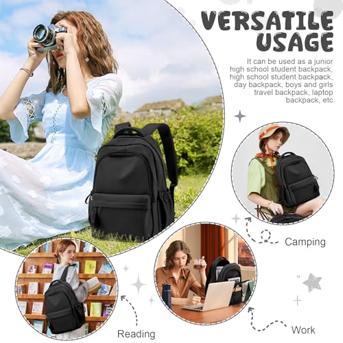 winspansy Small Backpack For School Girls Boys Aesthetic Lightweight Travel Daypack Simple Cute Backpack For Women Men College High School Bookbag Fit 14 Inch Laptop,Black - color: A1-black