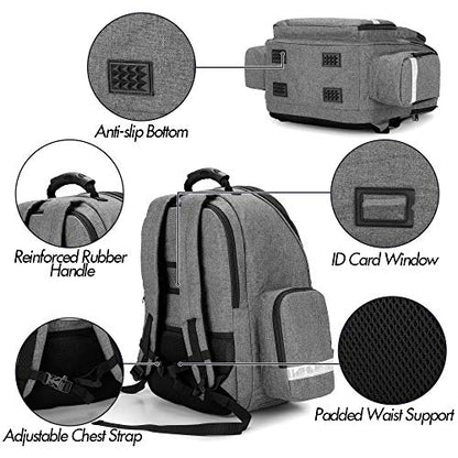 Trunab First Responder Bag Trauma Backpack Empty, Medical Emergency Kits Storage Jump Bag Pack for EMT, EMS, Police, Firefighters, Safety Officers - Patented Design Grey | Medical Emergency Kits Storage, Jump Bag Pack, For EMT, EMS, Police, Firefighters,