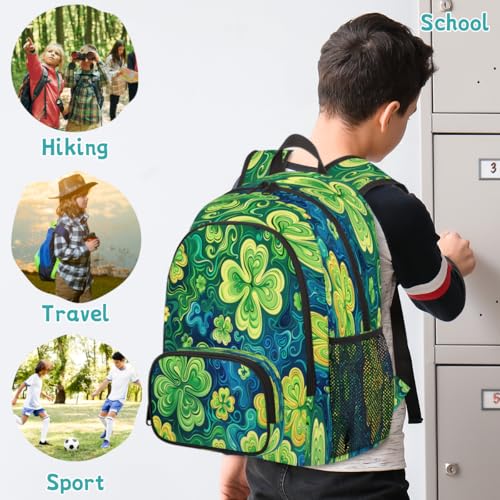St Patricks Day Laptop Backpack for Women Men, 18.3 Inch Travel Work Backpacks, Lucky Clover Shamrock Waterproof Computer Casual Daypack Nurse Teacher Bags - color: Multicolor 17