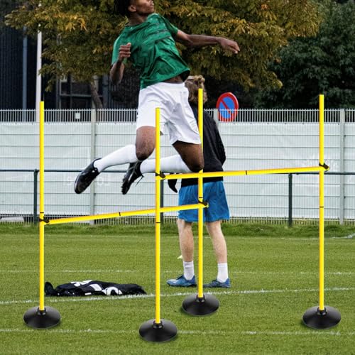 Adjustable Height Agility Hurdle Set Multi-Function Soccer Trainning Pole Set Coaching Sticks with Rubber Base - color: 4.9 FT