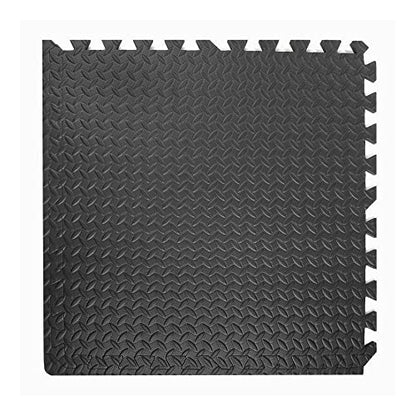Xspec 3/8" Thick 100 sq. ft. (25 pcs) Gym EVA Foam Floor Mats (24" x 24") | Steel Pattern, Black - style: Steel Pattern-Black
