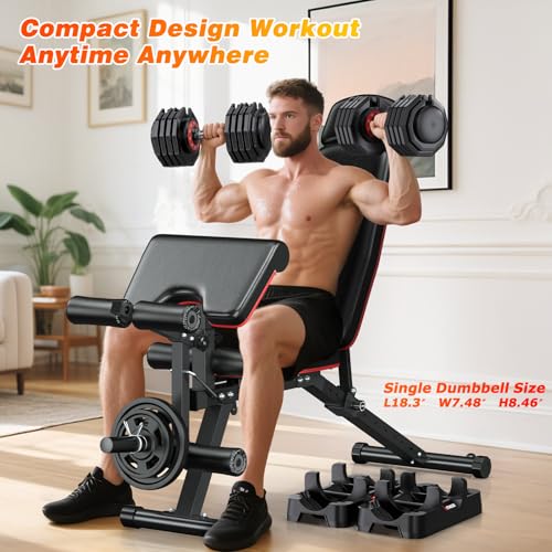 XDDIAS Adjustable Dumbbells Set of 2 for Strength Training, One-Hand Quick Adjust, 25/55/80/90 lbs Options, Anti-Slip Grip Handle, Compact Home Gym Weights for Men Women - color: Pro Steel 10-Level 55LB Pair