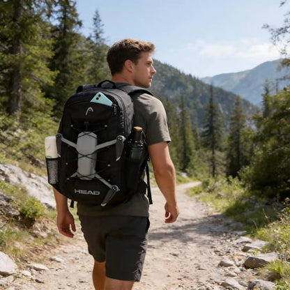 HEAD 30L Waterproof Drone String Travel Backpack for Men, Lightweight Laptop Backpack Fits 15.6 inch Notebook, Casual Daypack Carry On Backpack for College/Gym/Outdoor/Daily Use/Commute, TSA Friendly - color: Black