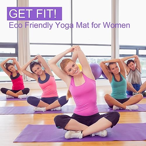 3 mm Thick Yoga Mat Bulk, Non Slip Exercise Workout Fitness Pad for Women Men, Gym Home Yoga Pilates, Easy to Clean, Sturdy PVC - color: Purple