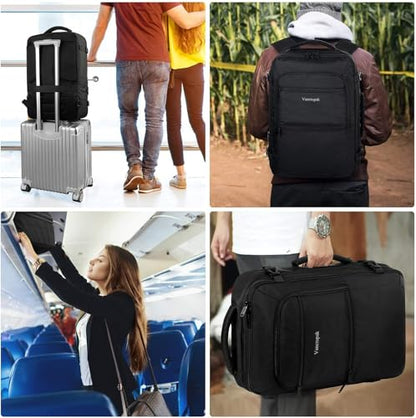 Vancropak Carry On Backpack, 45L Expandable Extra Large Travel Backpack, Flight Approved Water Resistant Luggage Suitcase Daypack, Lightweight Business Overnight Weekender Bag for Men & Women, Black - color: A-black, size: XX-Large