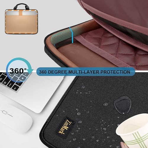 Laptop Case 15.6 Inch Briefcase Military-Grade Protection with Detachable Belt Bag, Compatible All Model of 15-16 Inch MacBook Pro and Most Popular 15.6 Inch Notebooks Chromebooks (Black) - color: Black