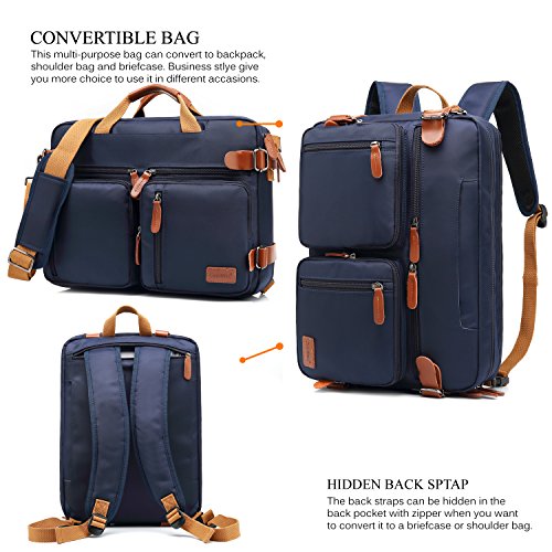 CoolBELL Convertible Backpack Messenger Shoulder Bag Laptop Case Handbag Business Briefcase Multi-Functional Travel Rucksack Fits 15.6 Inch Laptop for Men/Women (Blue) - color: Blue, size: 15.6 Inches
