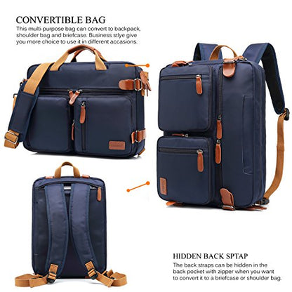 CoolBELL Convertible Backpack Messenger Shoulder Bag Laptop Case Handbag Business Briefcase Multi-Functional Travel Rucksack Fits 15.6 Inch Laptop for Men/Women (Blue) - color: Blue, size: 15.6 Inches