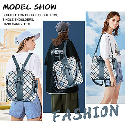 ZOCAI Backpack Purse for Women Fashion Backpack Purses PU Leather Daypacks Anti-Theft Shoulder Bag Satchel Purse - color: Blue/Blue