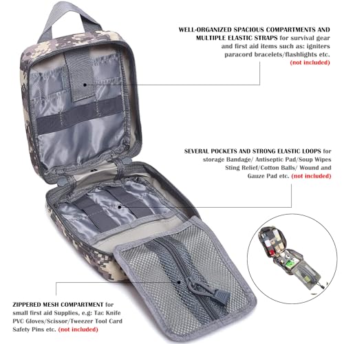 Molle First aid Kit pouch Empty ifak bag EMT Tactical Pouch for Med Rescue - color: ACU