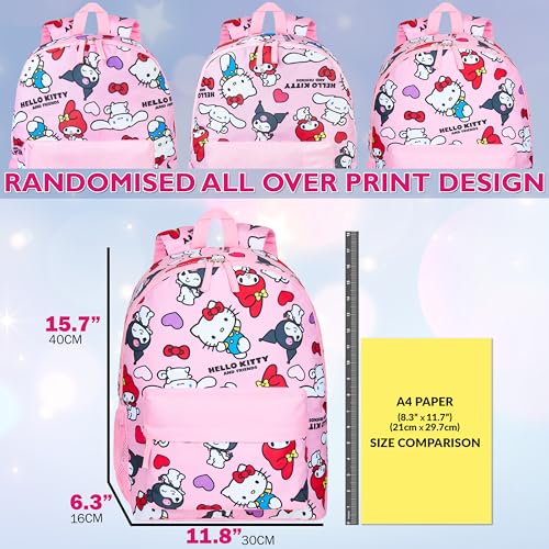 Hello Kitty Sanrio Backpack Kawaii Girls Backpacks with Pocket All Over Print Kuromi My Melody Cute Travel Bag Anime Gifts for Girls