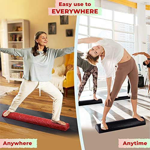 Yes4All High-Density EPP Half Round Back Roller Foam, Exercise Foam Roller for Yoga, Pilates & Stretching - 12, 18, 24, 36 inch - color: Red Snow, style: 36 inch