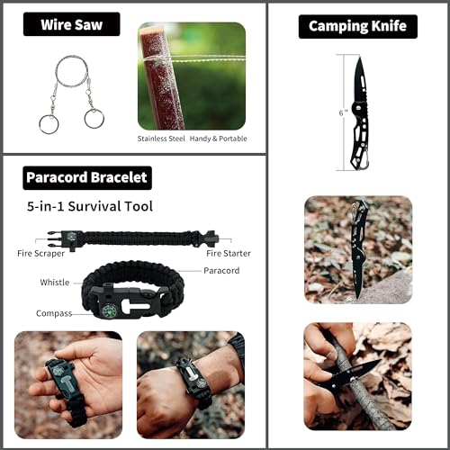 RHINO RESCUE Survival First Aid Kit, HSA/FSA Eligible, Emergency Kit Molle Pouch IFAK Medical Kit for Vehicles Car Camping Backpacking Hiking Hunting - color: Black