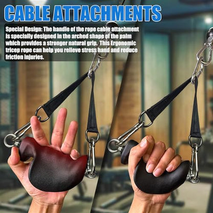 BLUSLM Ergonomic Tricep Rope Pulldown Attachments, Upgraded 27 32 40 & 47 Inch Extra Long Triceps Rope Cable Attachments for Gym, LAT Pull Down Bar for Cable Machine, Tricep Workout Cable Attachments - color: CABLE HANDLES-02
