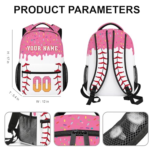 Personalized Baseball Drip Backpack for Kids Boys Girls, Blue Ice Cream Print Travel Bag, Multi Pocket Everyday Backpack (#6) - color: #6