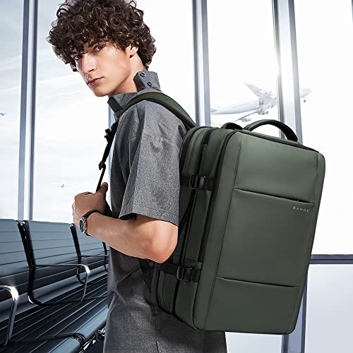 BANGE Carry-on Backpack, 45L Expandable Travel Backpacks,Weekend Backpack Briefcase,Waterproof Laptop Backpack Fits For 17.3” Laptop - color: Green, size: 45L(expansion)