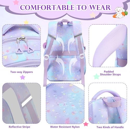 AO ALI VICTORY Backpack for Girls Kids School Bags for Kindergarten Elementary Schoolbag Students Backpacks Cute 15.6 inch Laptop Bookbag Teens Girl Back Pack Travel Daypack, Purple - color: Purple