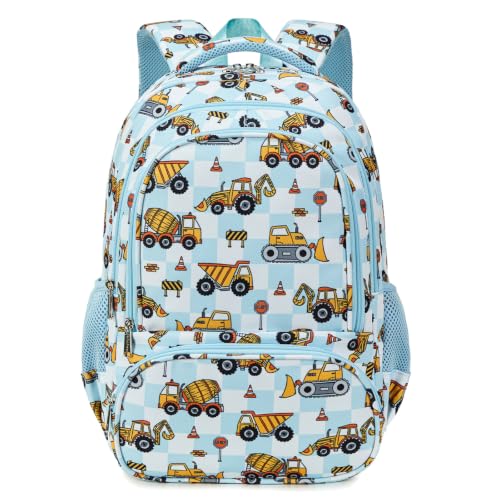 abshoo Lightweight Kids Backpack For Boys Bookbag (Excavator Checkered) | Multi-pocket,Front chest buckle,Reflective strip, Breathable widened strap, Elementary Kindergarten School Bags - color: Excavator Checkered
