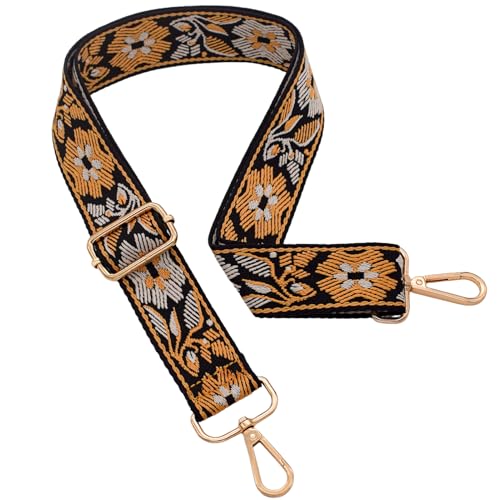 Replacement Purse Strap Shoulder Strap Adjustable Crossbody Strap for Women Crossbody Wide Shoulder Bag - color: Gold Floral-gold Metal