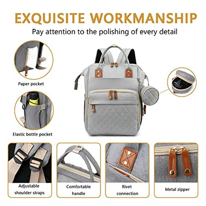 GurZinn Baby Diaper Bag Backpack with Changing Station Travel Waterproof 3 in 1 Foldable Pad Unisex Grey - color: Grey