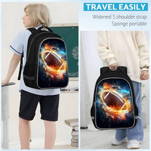 TILYTADLY School Backpack for Boys - American Football Boys Backpack for Kids Children Teens Elementary Middle School - Students Bag for Ages 6-18,17″Bookbag Multifunctional Large Capacity - color: American Football-04-backpack Only