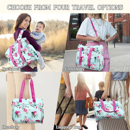 Diaper Bag Backpack Mommy Bag Large Capacity Diaper Backpack Travel Essential Baby Diaper Bag for Mom and Dad, Blue Floral - color: Blue-floral