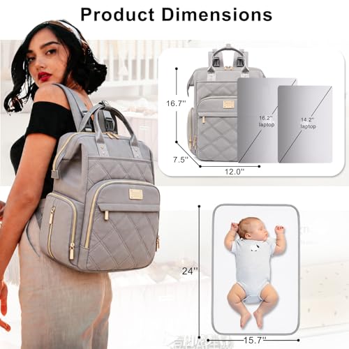 Weitars Diaper Bag Backpack Travel Diaper Backpack, Large Baby Diaper Bag with Changing Pad Baby Bag for Boys Girls, Insulated Pockets, Waterproof Baby Backpack for Mom & Maternity (Gray) - color: Grey