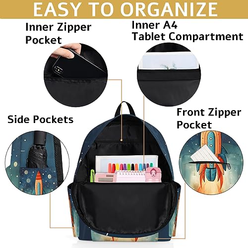 Space Rocket Kids Backpack for Boys Girls Galaxy Planet Preschool Toddler Backpack Kindergarten Nursery Bookbag Travel Children Lightweight School Bag - color: Rocket