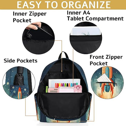 Space Rocket Kids Backpack for Boys Girls Galaxy Planet Preschool Toddler Backpack Kindergarten Nursery Bookbag Travel Children Lightweight School Bag - color: Rocket