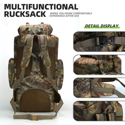 100L Camping Hiking Backpack,Molle military Tactical rucksack backpack,Waterproof Lightweight Hiking Backpack (Maple Leaf) - color: Maple Leaf