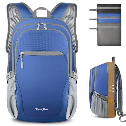 Seektop Lightweight Packable Hiking Backpack Water Resistant Expandable 20L-28L for Women Men, RFID Day Pack for Travel - color: Blue