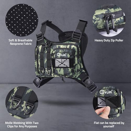 CVLIFE Outdoor Chest Bag for Men, Tactical Chest Pack, Adjustable Running Vest Bag, Lightweight Anti-theft EDC Rig for Hiking - color: Auriclash