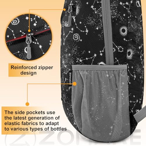 ZOMAKE Lightweight Packable Backpack 20L,Foldable Backpacks Small Daypack for Hiking Water Resistant Day Bag for Travel(Star Print) - color: Star Print